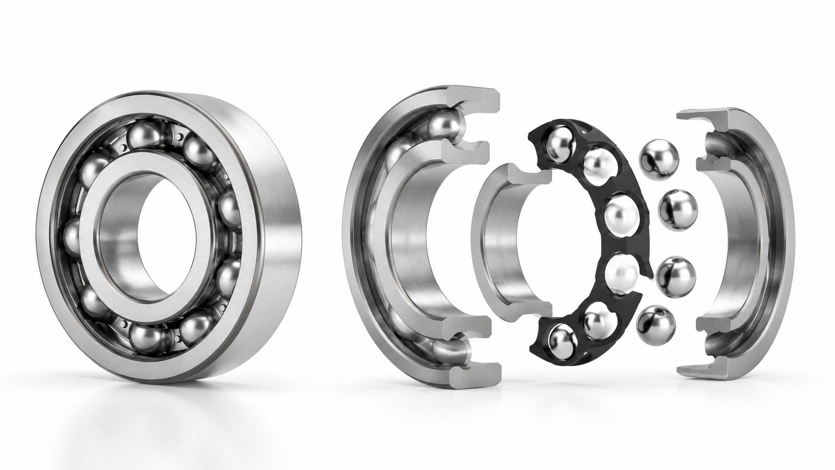 Deep groove ball bearing arrangement diagram showing locating and non-locating bearing positions