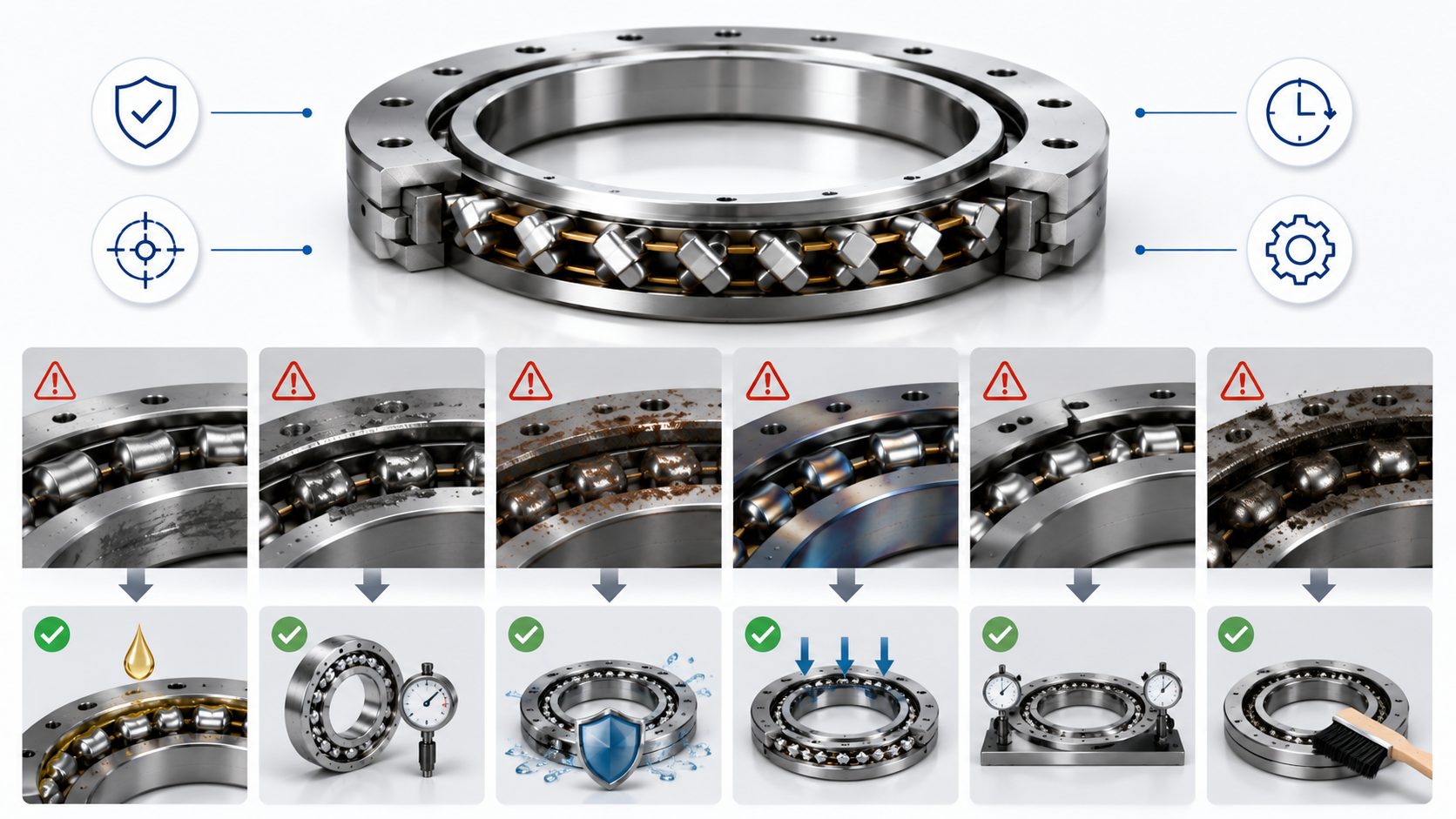 Crossed roller bearing failure modes diagram