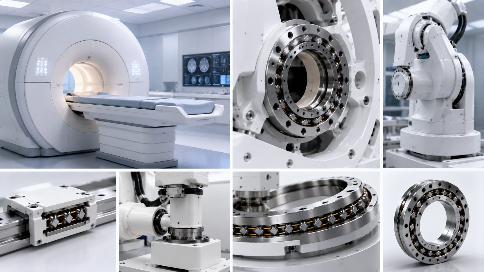 Crossed roller bearings for medical imaging equipment